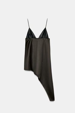 ZARA КОМБИНИРОВАННЫЙ АСИММЕТРИЧНЫЙ ТОП — ZW COLLECTION, ШОКОЛАДНЫЙ