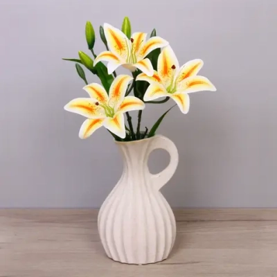 Искусственные цветы «Букет Лилий» 45см, цвет желтый