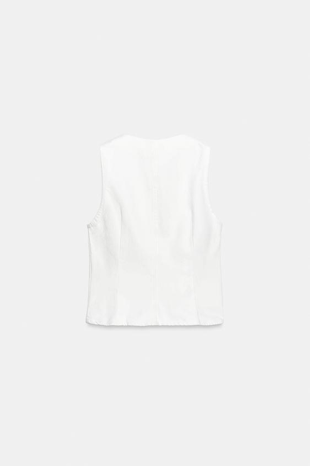 ZARA ТОП Z1975 С ВОЛНИСТЫМ КРАЕМ, БЕЛЫЙ