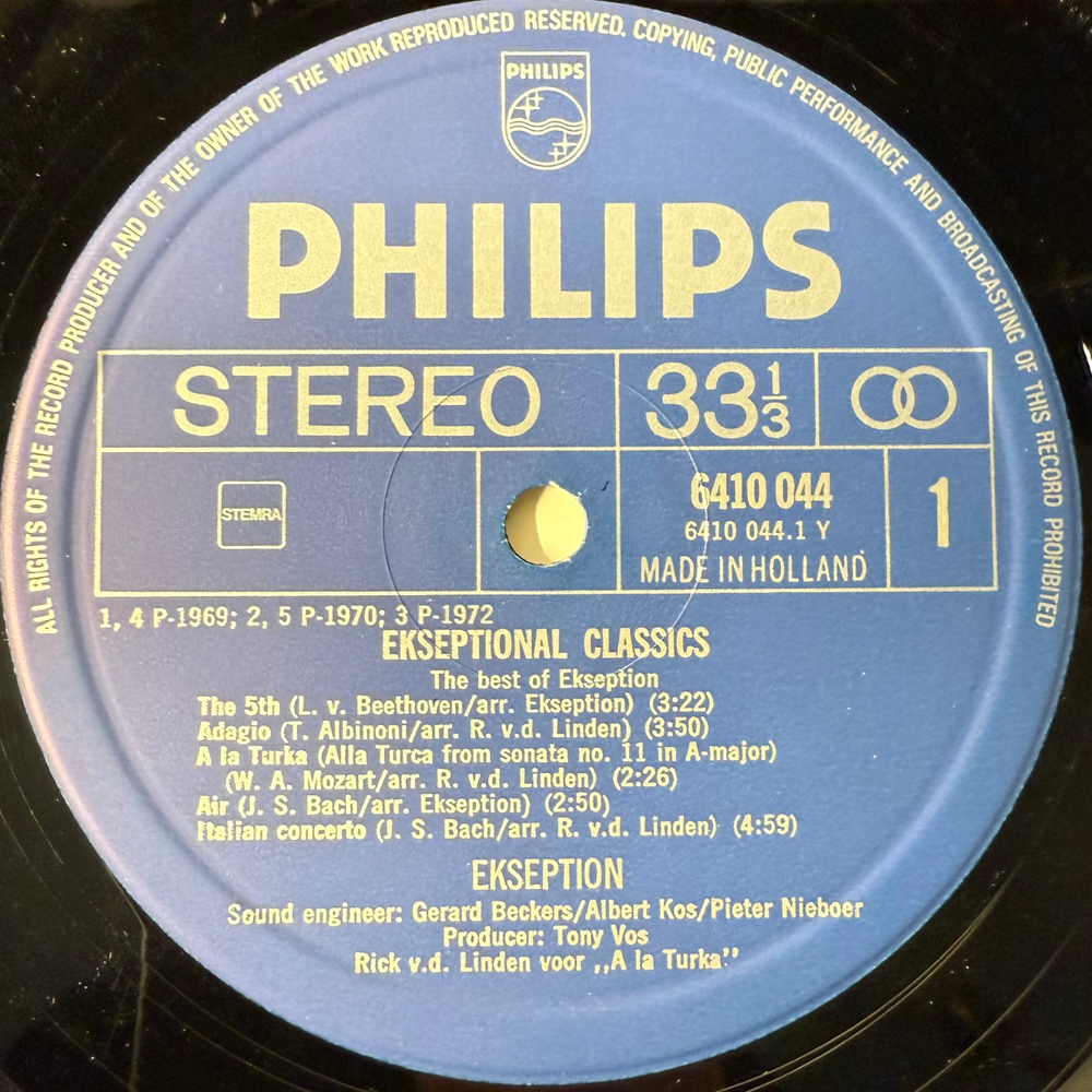 Ekseption ‎– Ekseptional Classics - The Best Of Ekseption (Голландия 1973г.)