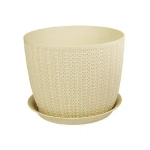 Кашпо ВЯЗАНИЕ D210мм 4,5л с поддоном белый ротанг 0,165,21х0,21м (комплект 9 шт)