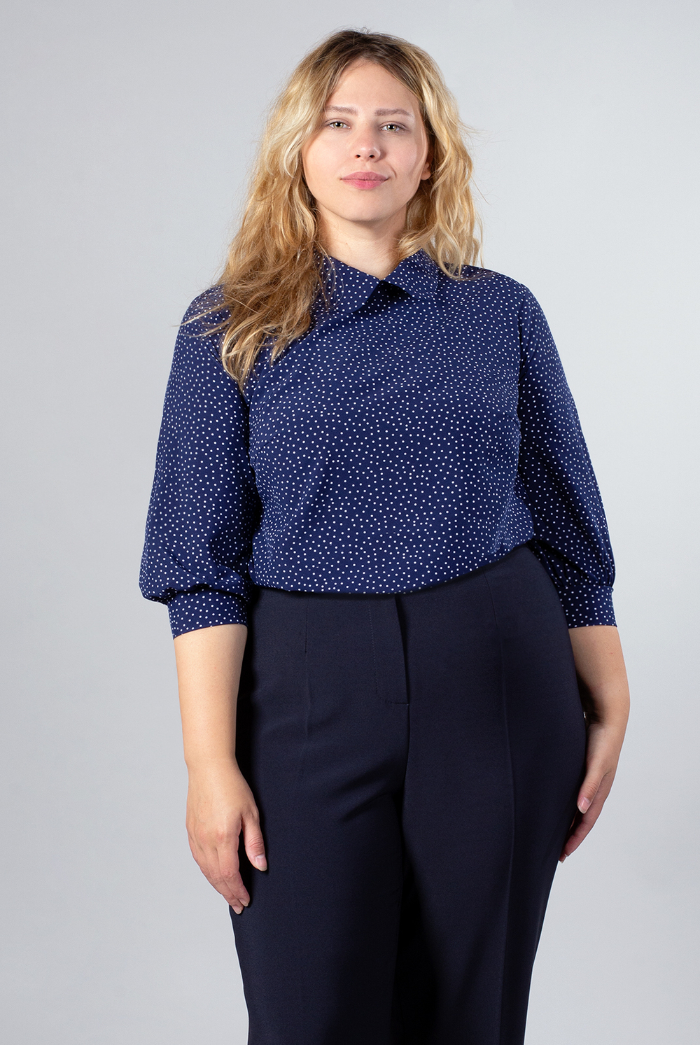 Блузка женская 3430ВП, Горох белый #176ГБе093430ВП