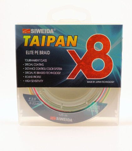 Шнур плетеный Siweida Taipan Elite PE Braid X8 135м 0,23мм (13,64кг) мультиколор