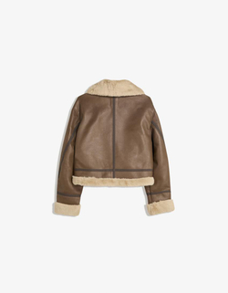 BERSHKA Куртка-дублена, коричневый