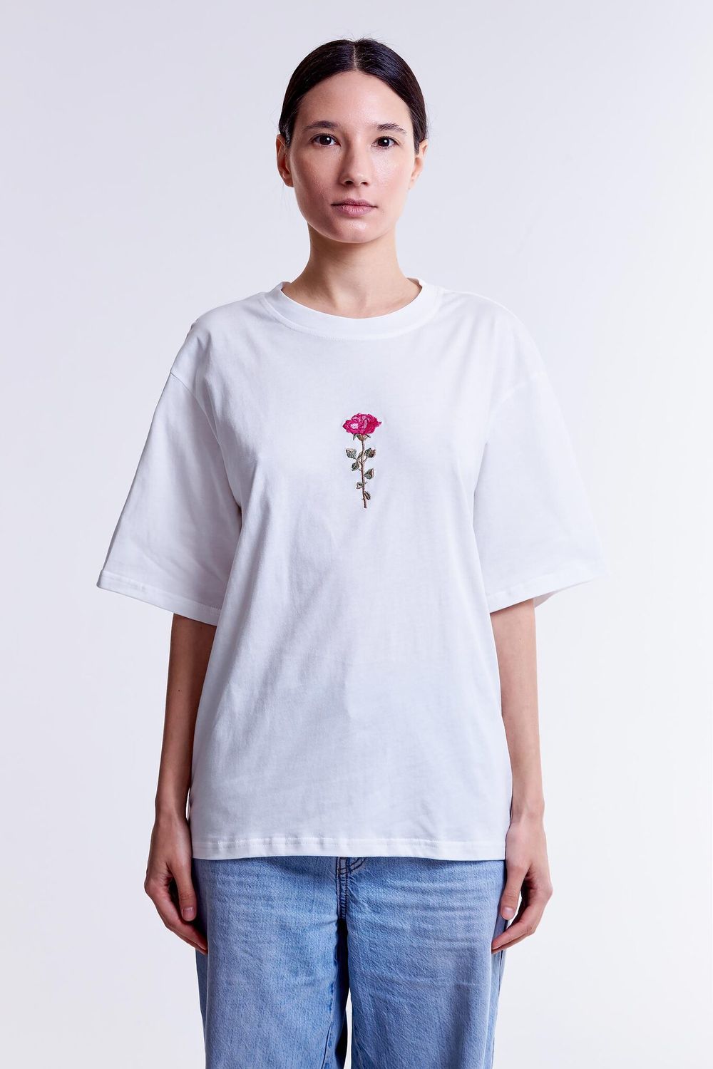 Футболка Гербарий Роза Экрю
