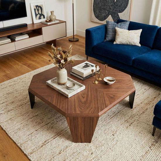 Журнальный столик Nidji 100х100х30 шпон цвет орех