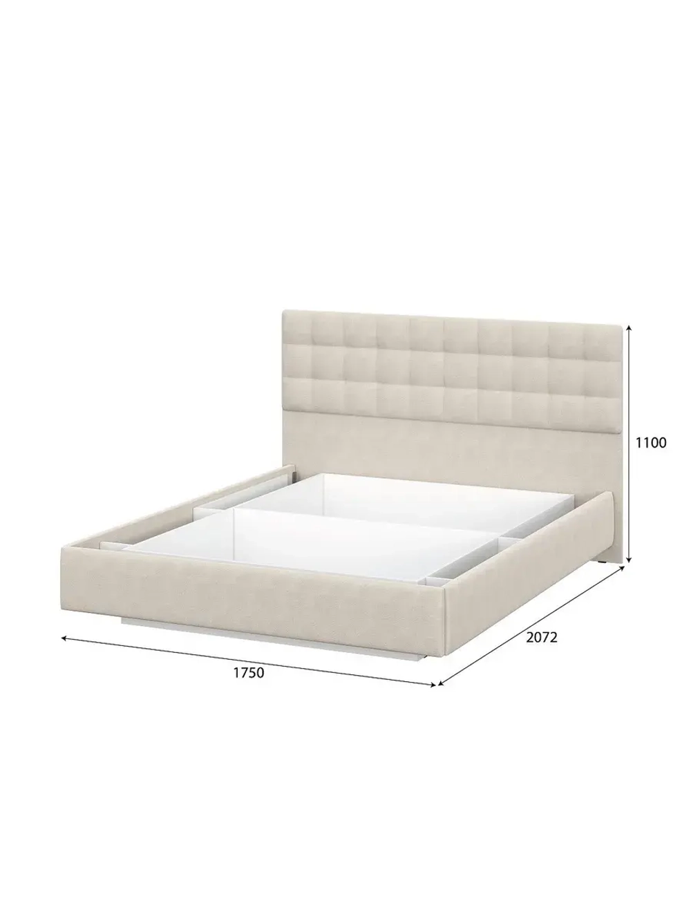 Кровать двухспальная 160х200 мягкая спинка Бежевый ткань