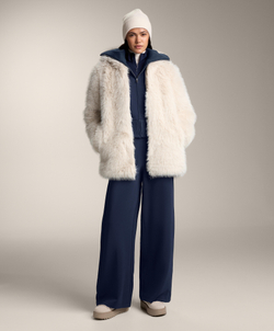 OYSHO Брюки-кокон с боковой складкой и начесом из модала, синий