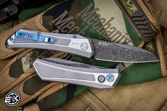 Нож автоматический Pro-Tech OLIGARCH CUSTOM 003 (2024 г.) - сталь CPM-MagnaCut, рукоять сталь, кнопка абалон, клипса титан