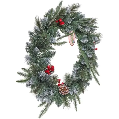 Венок хвойный новогодний «Заснеженный лес» 50 см, резина, леска, ПВХ (SQ739A-50)