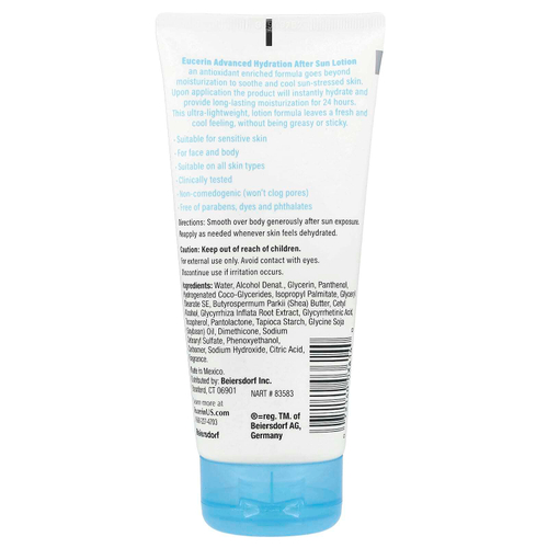 Eucerin, Лосьон после загара для улучшенного увлажнения, 200 мл (6,8 жидк. унц.)