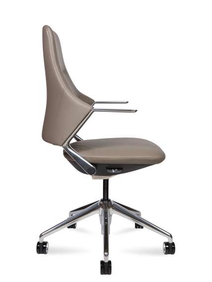 Кресло офисное Норден / Хан LB / Han LB / серая кожа /  алюминевая крестовина