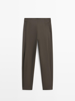 Massimo Dutti Свободные брюки-саруэль, серо-зеленый