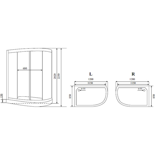 Душевая кабина Timo Standart 120x85 R T-6602 S R F без гидромассажа