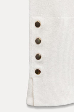 ZARA БАЗОВЫЙ ОДНОТОННЫЙ ДЖЕМПЕР, ЭКРЮ