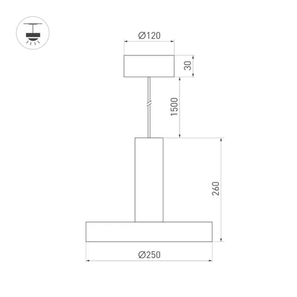 Светильник SP-ERIC-R250-8W Warm3000 (WH, 120 deg, 230V) (Arlight, IP20 Металл, 3 года) 035924