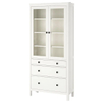 Шкаф со стеклянными дверцами - IKEA HEMNES/ХЕМНЭС  ИКЕА, 90x197х37 см, белый,