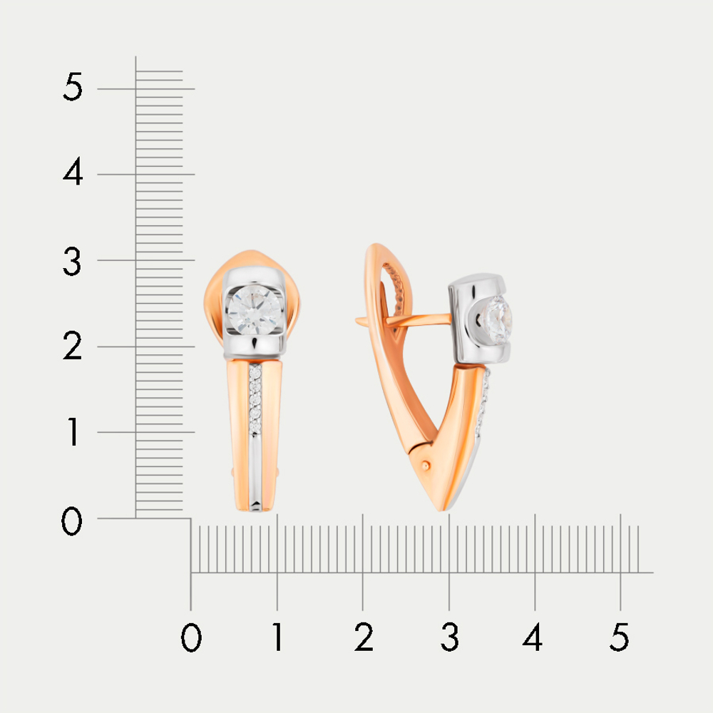 Серьги женские из розового золота 585 пробы с фианитами (арт. дф120010)