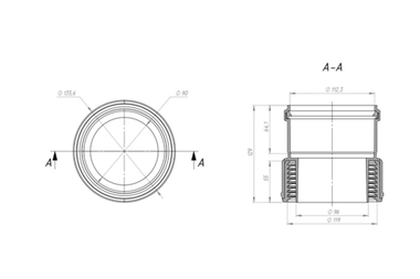 Муфта с ПВХ/ПП на чугун/сталь 110x100