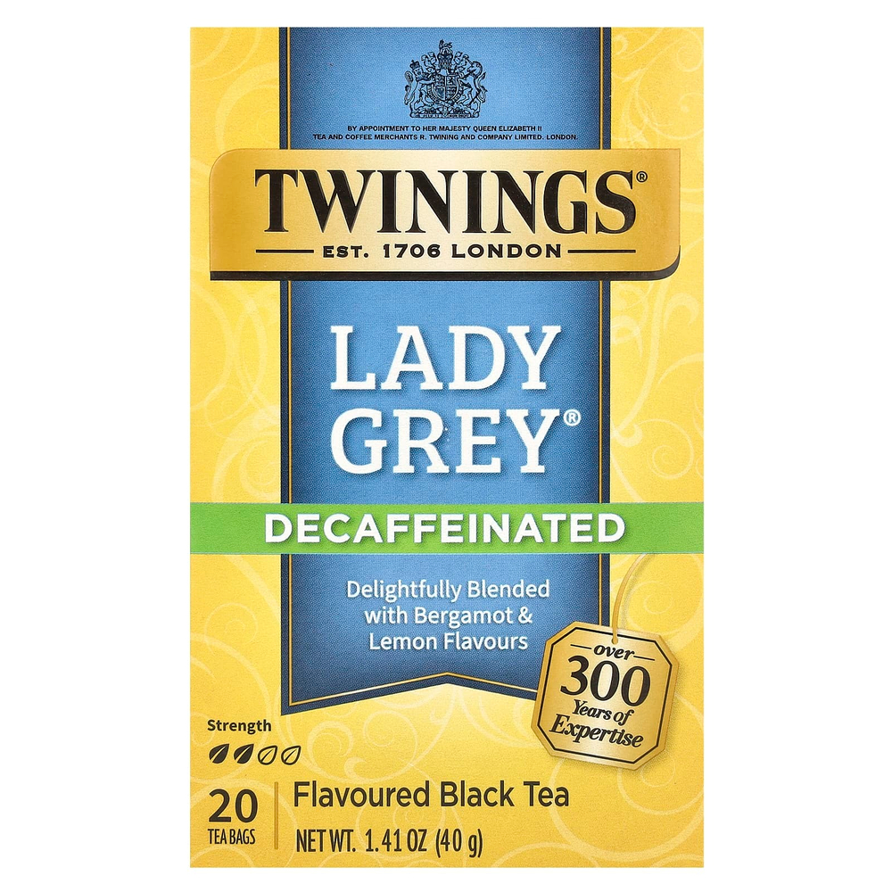 Twinings, Lady Grey, черный чай, без кофеина, 20 чайных пакетиков, 40 г (1,41 унции)