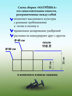 Клумба цветник двухъярусная для цветов, клубники, коричневая, толщина 3 мм, V 110