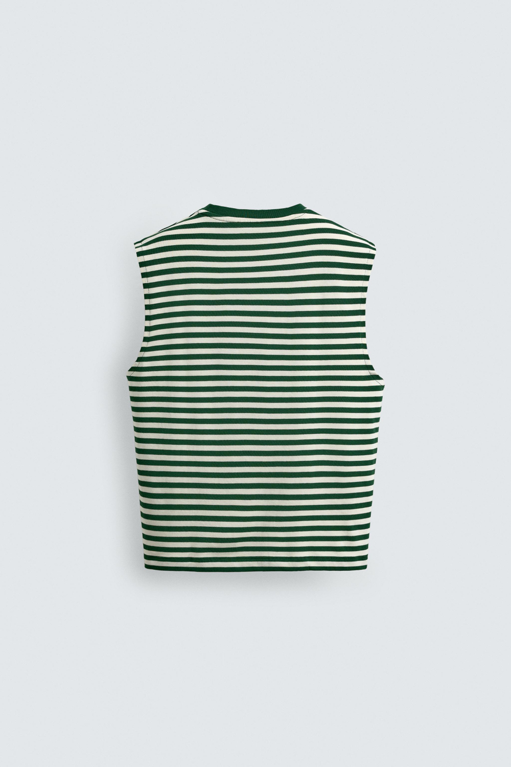 ZARA ЖАККАРДОВАЯ МАЙКА В ПОЛОСКУ, ЗЕЛЕНЫЙ/ЭКРЮ