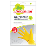 Перчатки МНОГОРАЗОВЫЕ латексные ЛЮБАША "ЭКОНОМ", хлопчатобумажное напыление, размер 9-10, XL (очень большой), желтые, вес 34 г