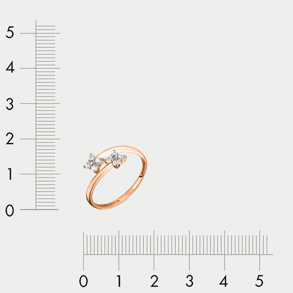 Кольцо женское из красного золота 585 пробы с фианитами (арт. 025981-1102)