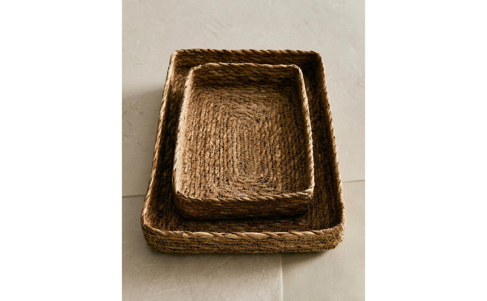 Zara Home Поднос из морской травы, цвет бежевый, 21 см