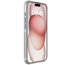 Чехол серого цвета (Titanium Gray) с вырезом под лого от Nillkin для iPhone 15 Pro Max, серия Super Frosted Shield Pro