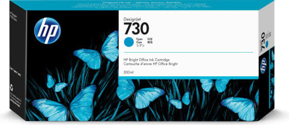 Картридж струйный голубой 1 шт HP 730 P2V68A