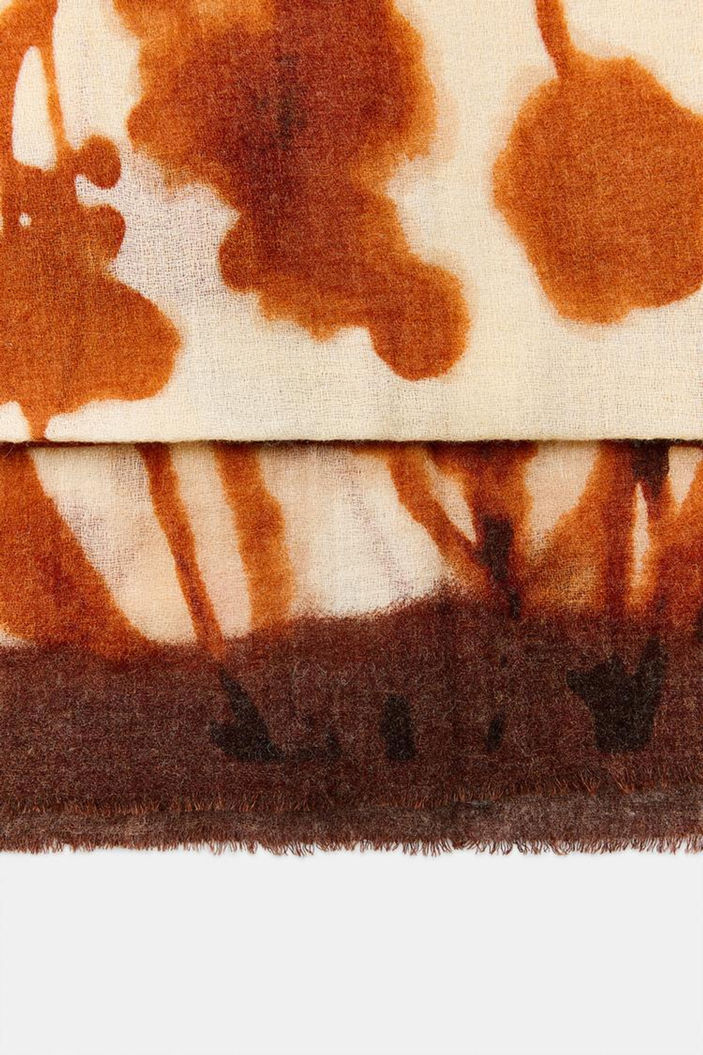 ZARA ШАРФ ИЗ ШЕРСТИ С ЦВЕТОЧНЫМ ПРИНТОМ, ЭКРЮ