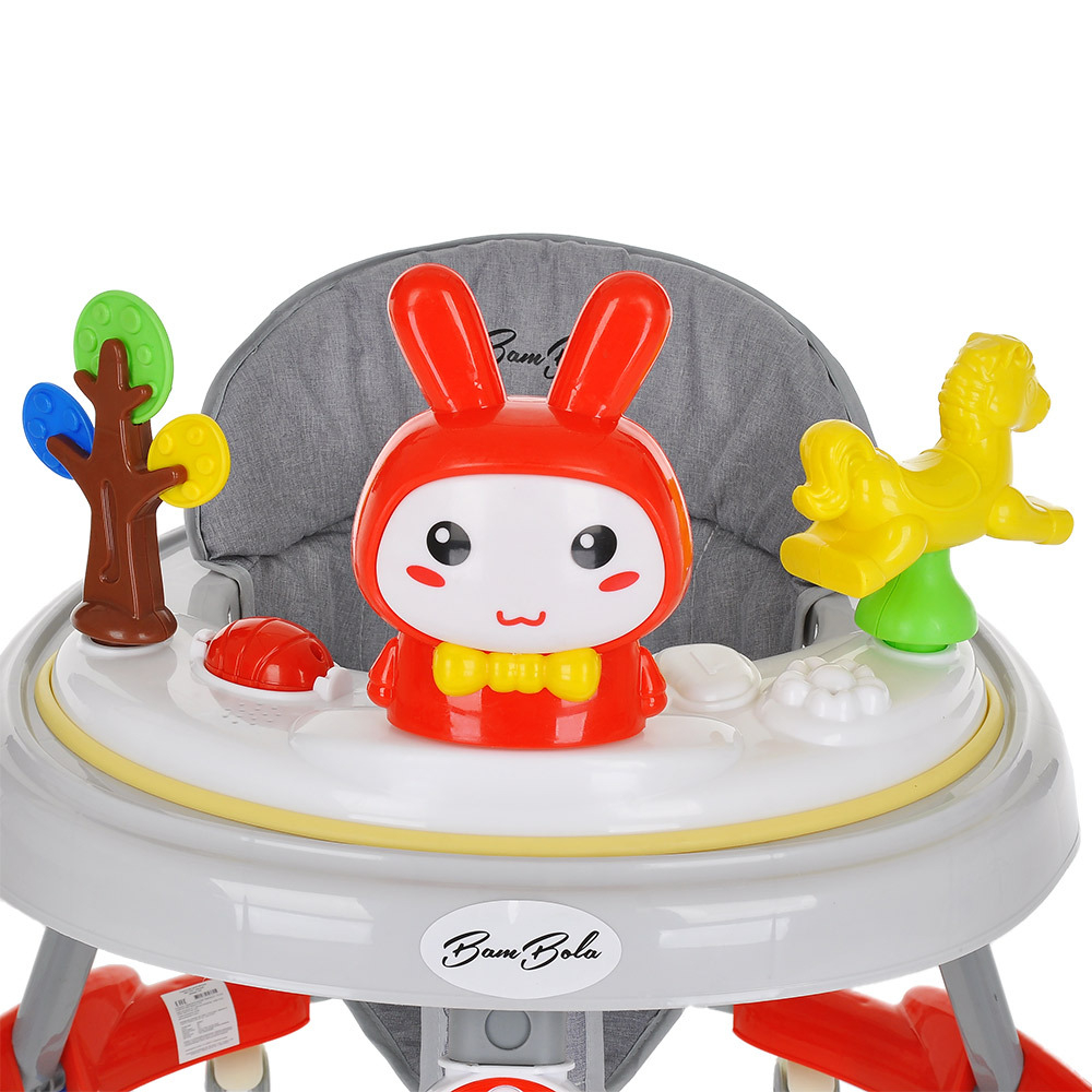 BAMBOLA Ходунки Зайчик (круглые) (6 силик.кол,игр.,муз) (67*67*55) Red/Красный