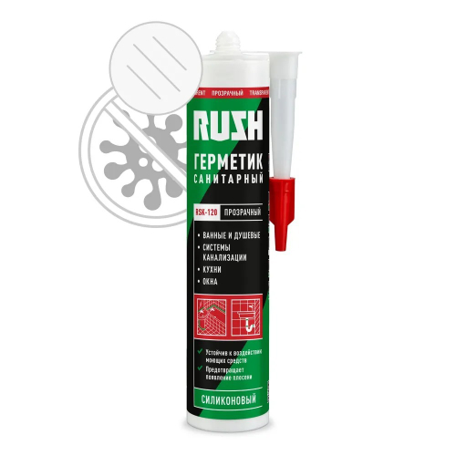 Герметик силикон. RUSH  санитар. бесцвет. 230мл  / RSK-120 * АКЦИЯ