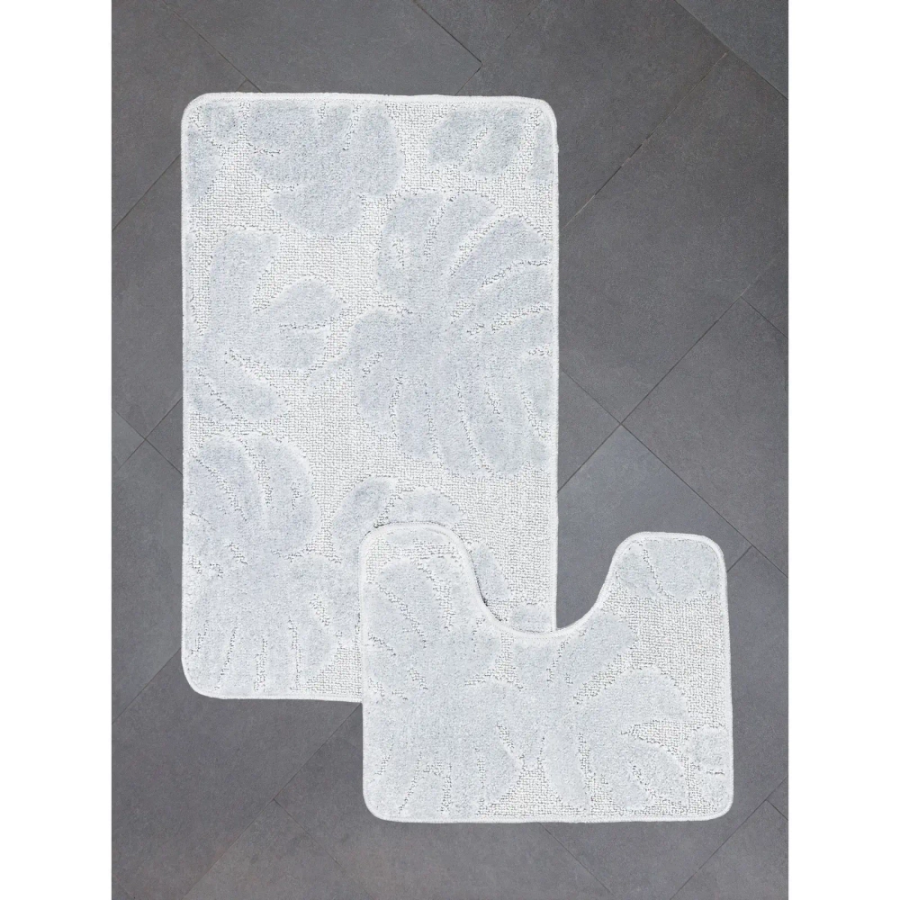 Комплект ковриков для ванной и туалета My Crystal серия Gold 50*60см, 60*100см светло-серый, папоротник