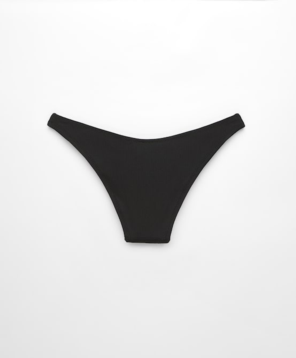 OYSHO Плавки бикини средней посадки из ткани пике, черный
