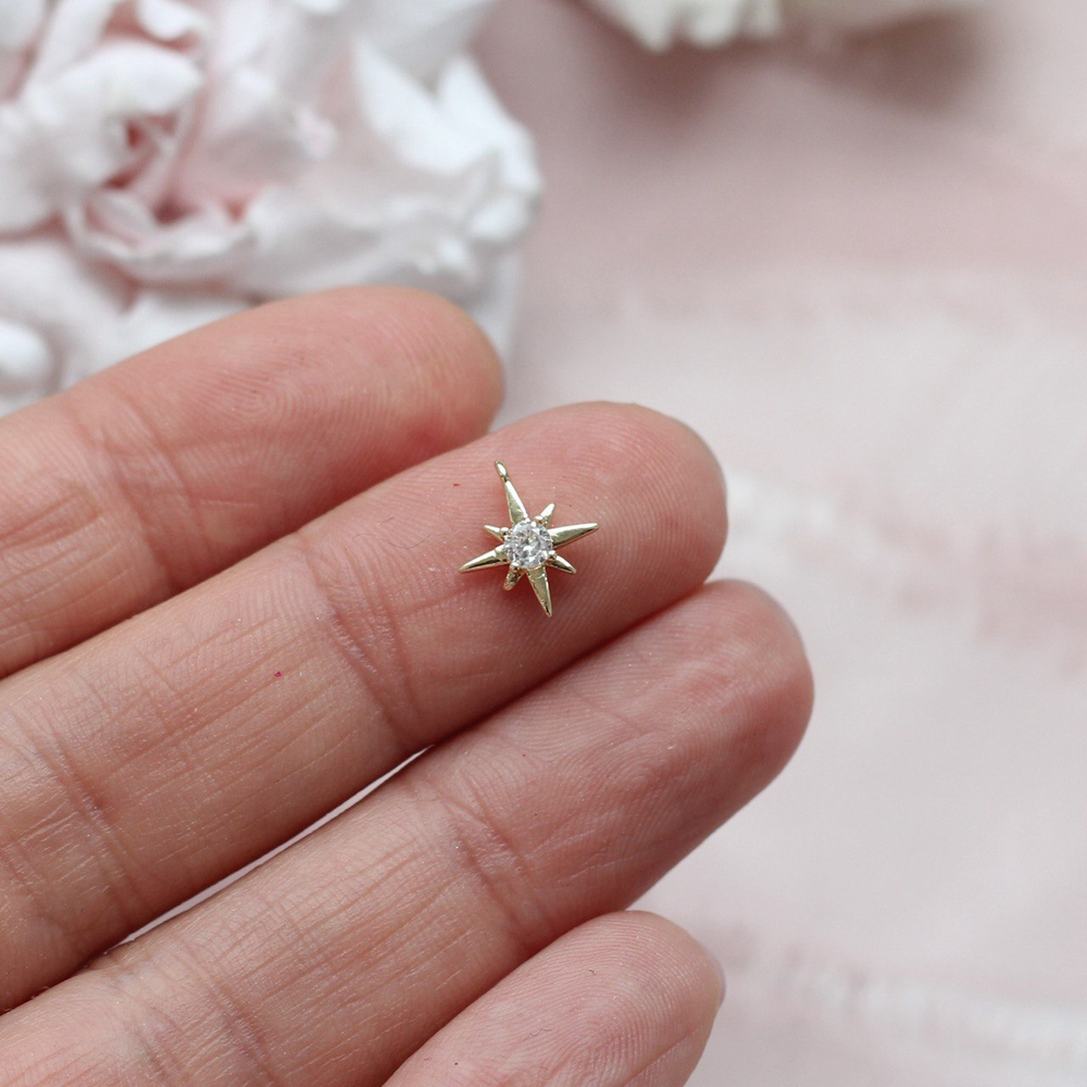 п603-з Подвеска "Звездочка" с фианитом 10мм, позолота
