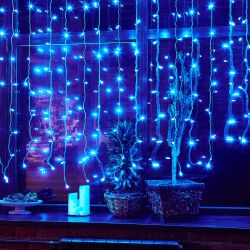 ULD-C3020-240-STK BLUE IP44 Занавес светодиодный со статическим свечением. 3х2м. Соединяемый. 240 светодиодов. Синий свет. Провод прозрачный. TM Uniel