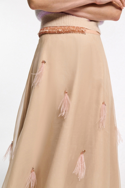 Dorothee Schumacher Юбка из шелка с деталями из перьев