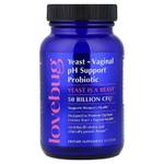 LoveBug Probiotics, дрожжи и пробиотик для поддержки уровня pH влагалища, 50 млрд КОЕ, 30 капсул