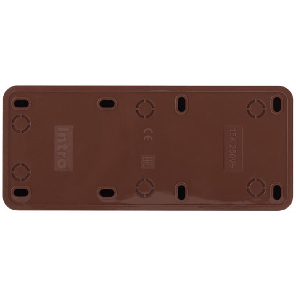 Розетка Intro Quadro 2-206-10 с заземлением трехместная 3х2P+E, 16А-250В, IP20, ОУ, венге