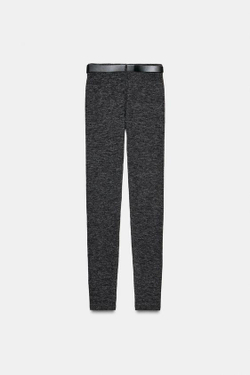 ZARA МЯГКИЕ ЛЕГИНСЫ С ПОЯСОМ, АНТРАЦИТОВО-СЕРЫЙ