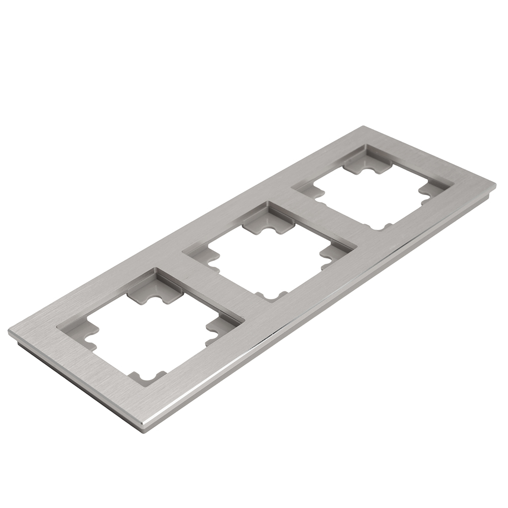 Рамка 3-местная, металл, STEKKER, MFR00-7003-03, серия Катрин, серебро 50019