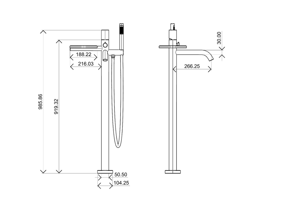 Смеситель STICK напольный Matt Gold DIMOND