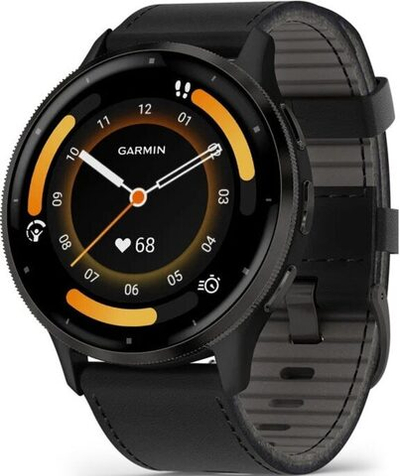 Часы Garmin Venu 3 Black c черным кожаным ремешком, 010-02784-52