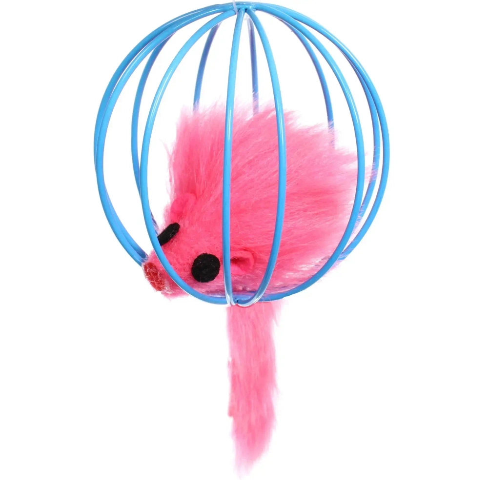 Игрушка - мячик для кошек «ИГРУЛИК», мышка, цвет голубой / розовый, d - 6см