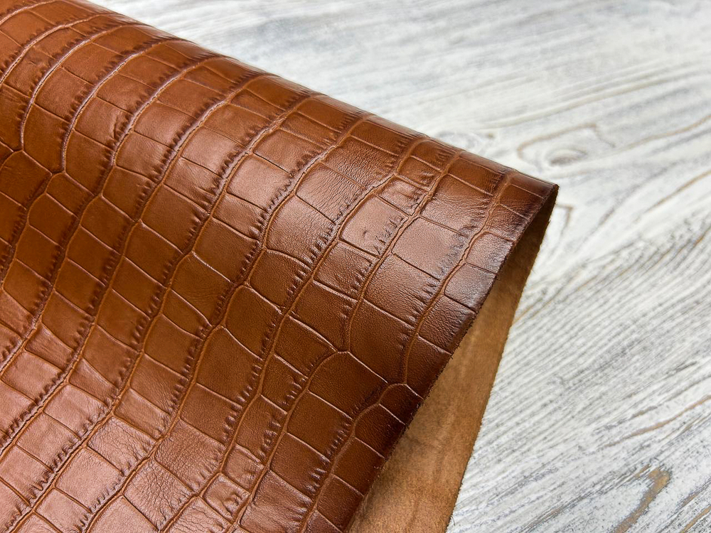 Real Crocco Cognac (1,4-1,6 мм), цв. Коричневый, натуральная кожа