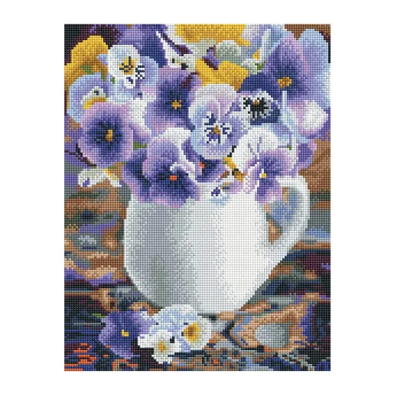 Almaz qaşlarla mozaika \ Алмазная мозаика \ Diamond painting ТРИ СОВЫ "Анютины глазки", 30*40см, холст на деревянном подрамнике, картонная короб