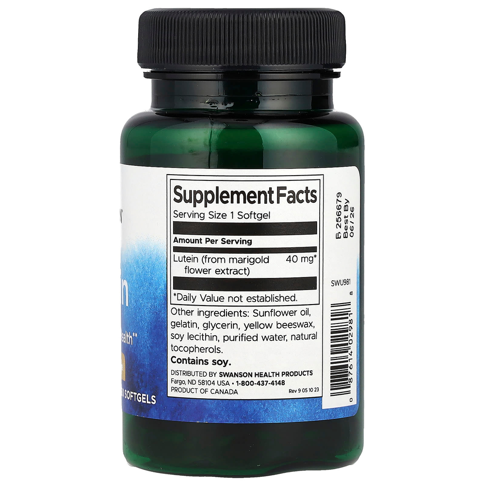 Swanson, лютеин, 40 мг, 60 мягких таблеток