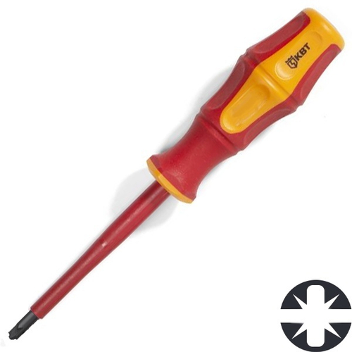 Диэлектрическая отвертка крест-шлиц PlusMinus PZ/FL2 100мм КВТ Профи VDE 1000В 79779